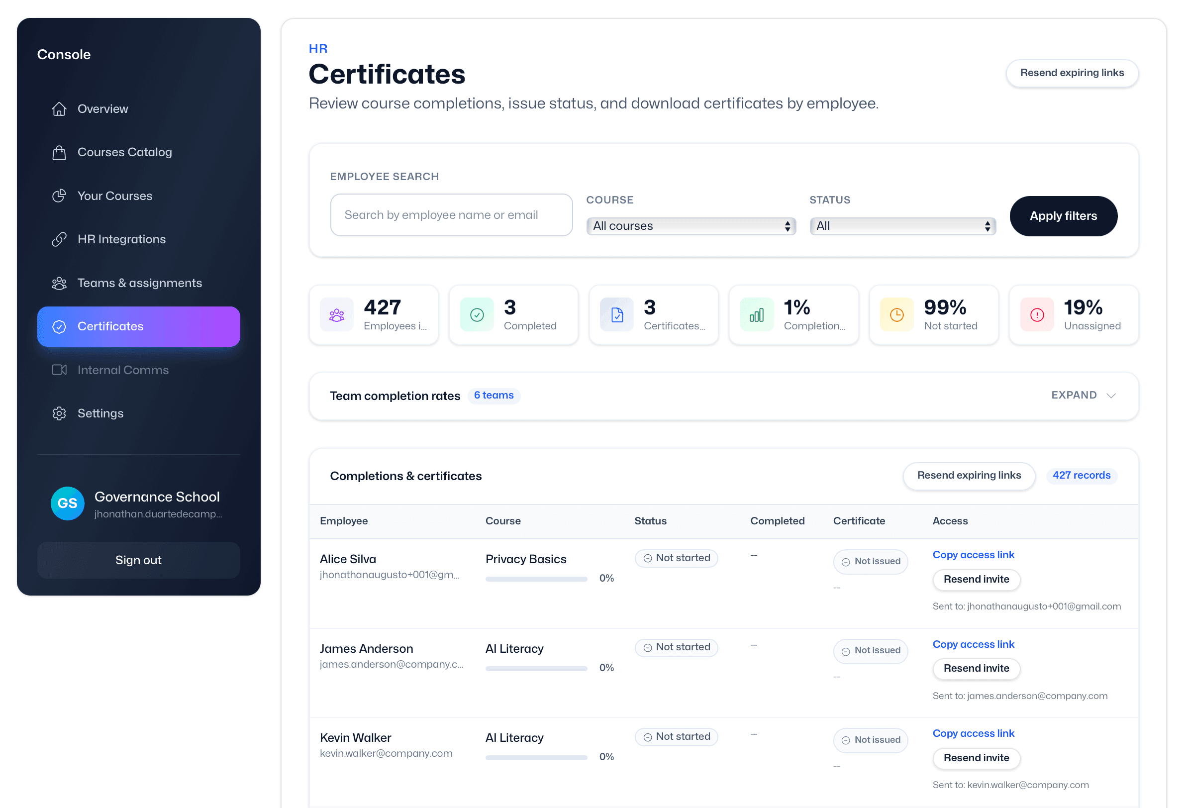 One-click compliance export