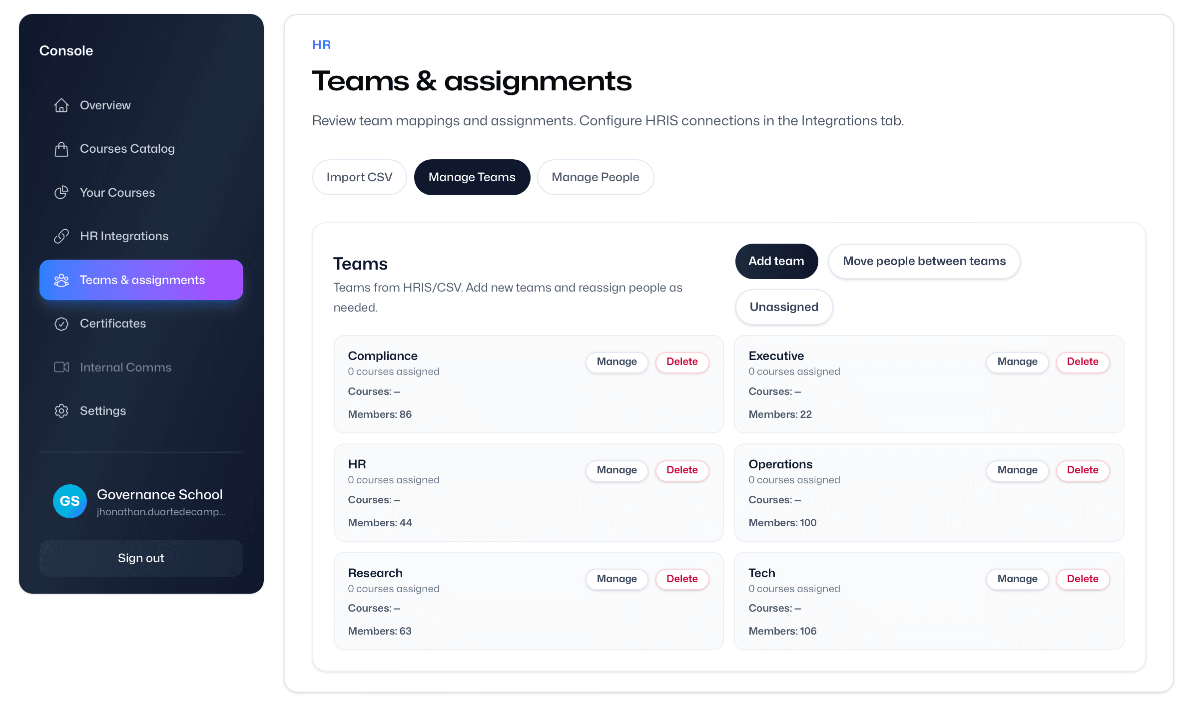 Assign courses in one click